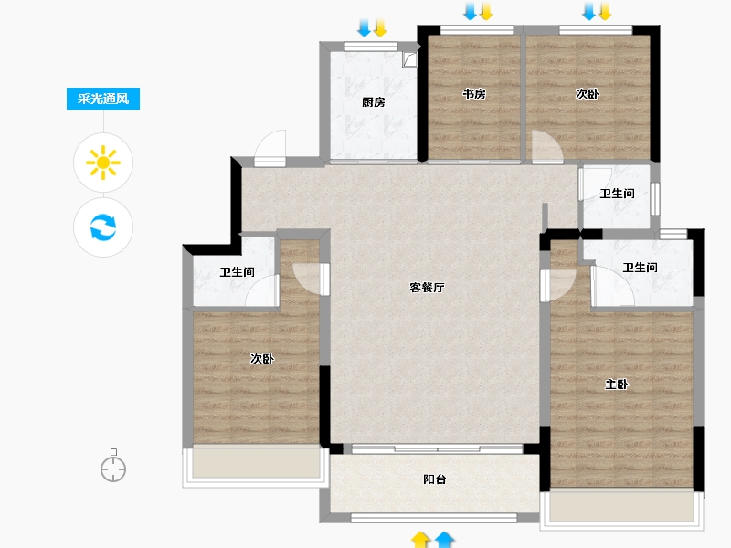 江苏省-徐州市-保利建发天瑞-114.39-户型库-采光通风