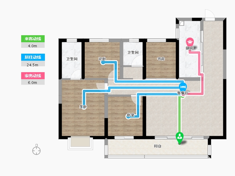 陕西省-西安市-金泰和樾-104.44-户型库-动静线