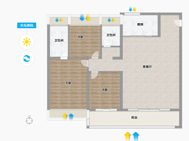 江苏省-苏州市-仁恒溪棠-112.00-户型库-采光通风