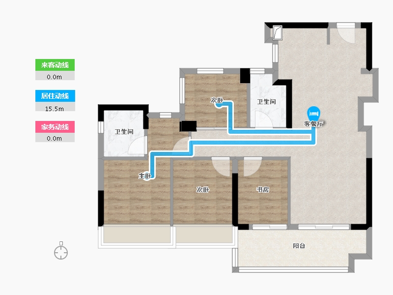 广东省-中山市-万科深业·湾中新城·全新洋房组团-87.20-户型库-动静线