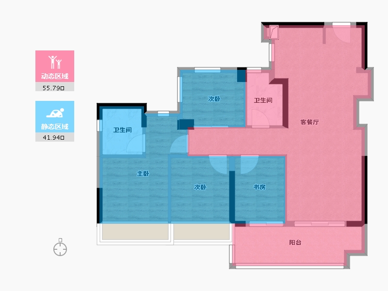 广东省-中山市-万科深业·湾中新城·全新洋房组团-87.20-户型库-动静分区