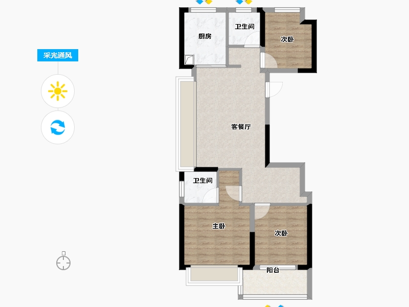 上海-上海市-中铁建万科朗拾花语-76.00-户型库-采光通风