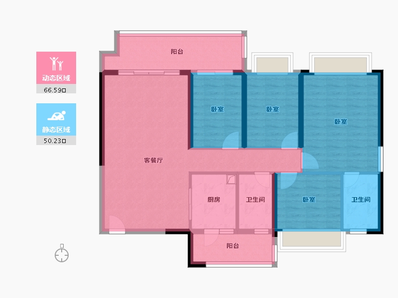 广东省-中山市-锦绣国际花城-104.81-户型库-动静分区