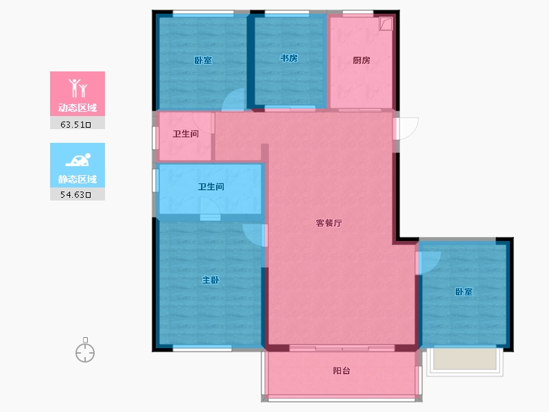 陕西省-西安市-泰发祥和悦雅境-106.40-户型库-动静分区