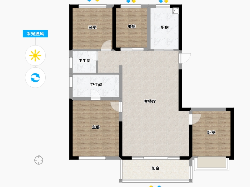 陕西省-西安市-泰发祥和悦雅境-106.40-户型库-采光通风