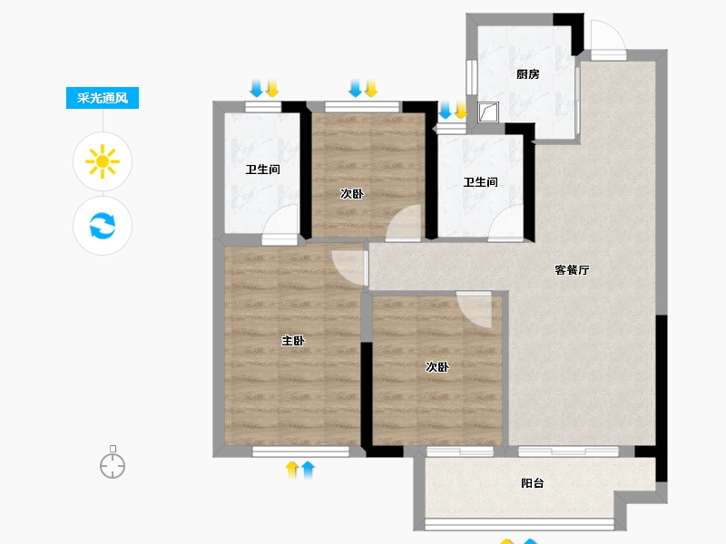 江西省-南昌市-江投青云春天-71.20-户型库-采光通风