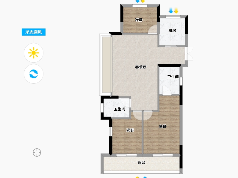 浙江省-杭州市-雍贤山庐(共有产权)-78.50-户型库-采光通风