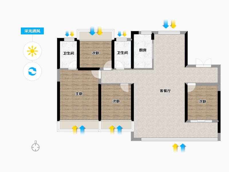 浙江省-温州市-滨江壹号-110.00-户型库-采光通风