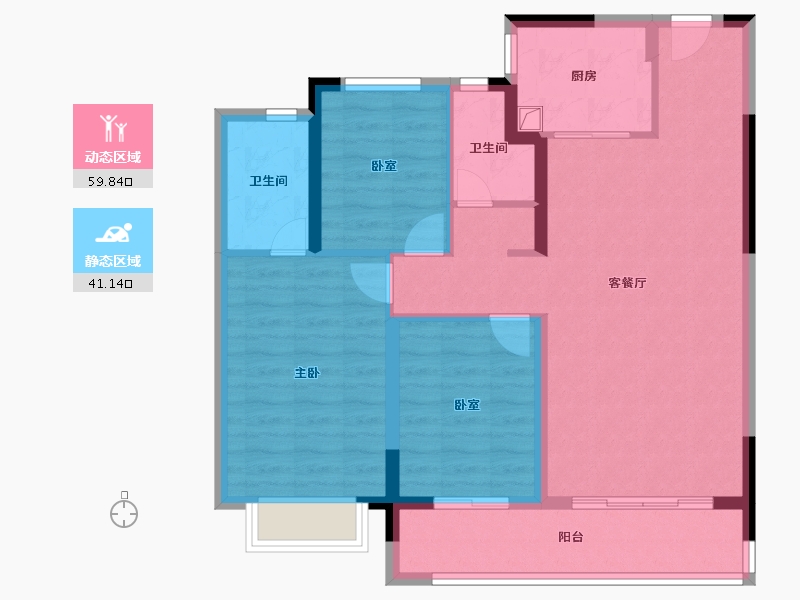 陕西省-西安市-华润置地港悦城嘉悦-90.40-户型库-动静分区