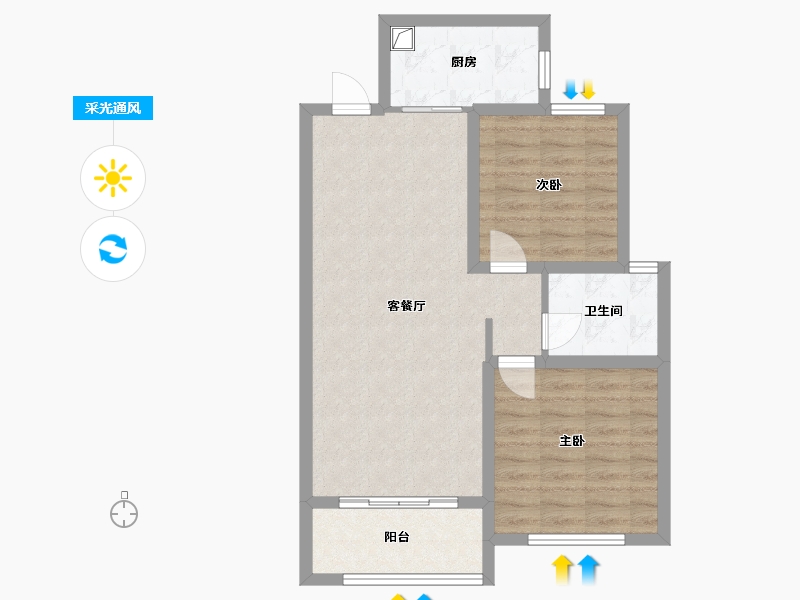 江苏省-常州市-聚通豪庭-70.40-户型库-采光通风