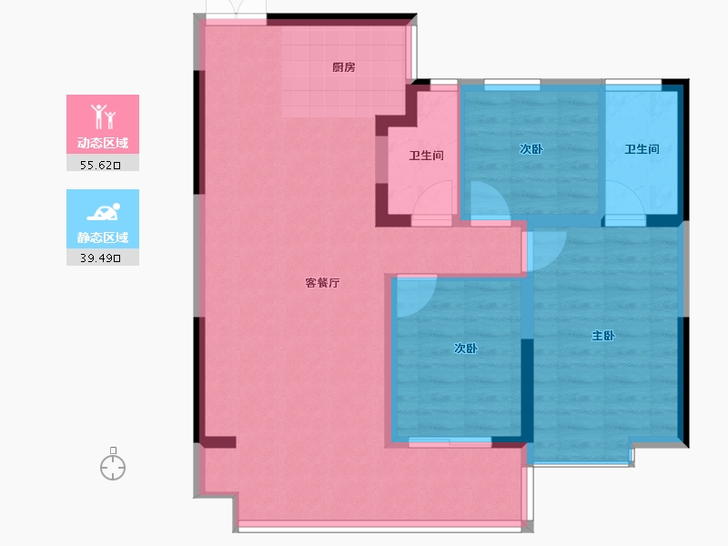 陕西省-榆林市-辉创·铂悦府-86.00-户型库-动静分区