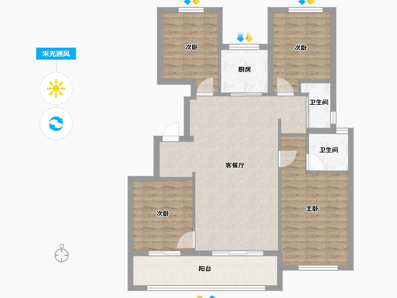 山东省-泰安市-肥城上城郦景-97.91-户型库-采光通风