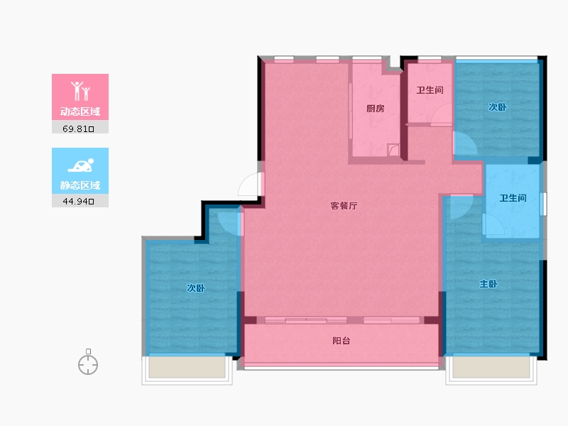 浙江省-台州市-经开蓝城·江上云起-103.37-户型库-动静分区