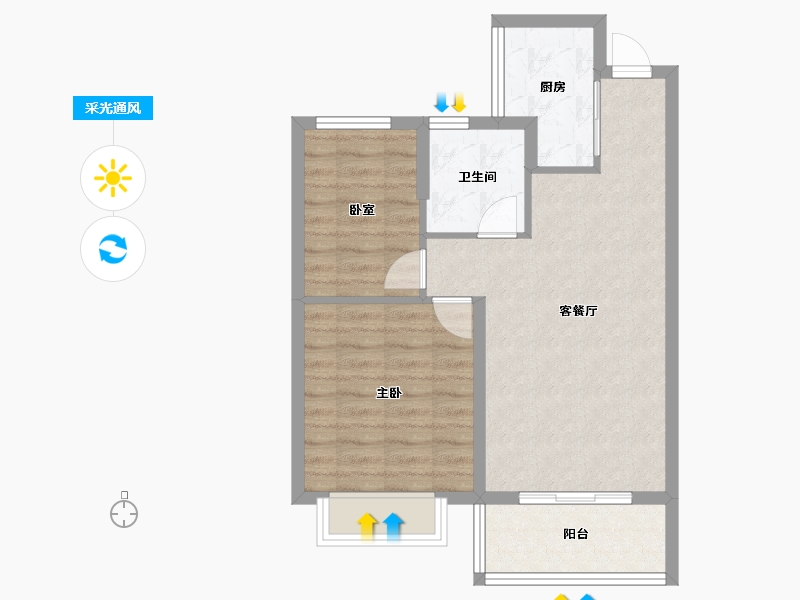 浙江省-绍兴市-水韵蓝湾-61.20-户型库-采光通风