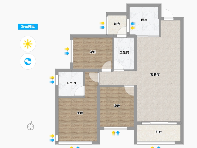 四川省-成都市-保利天府和颂-83.83-户型库-采光通风