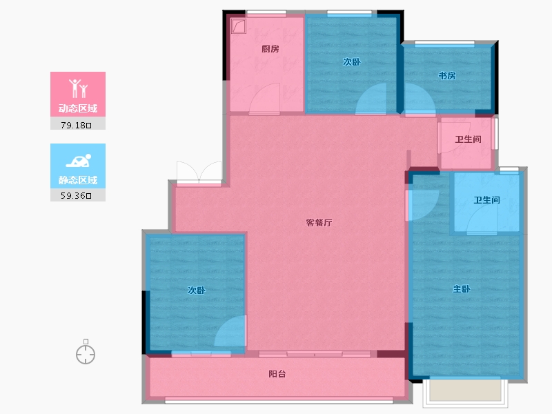 浙江省-宁波市-红星上河檀府-127.00-户型库-动静分区