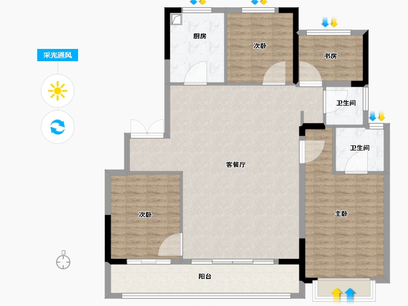 浙江省-宁波市-红星上河檀府-127.00-户型库-采光通风