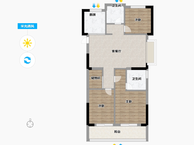 浙江省-宁波市-城投绿城·N30°梦想城-79.00-户型库-采光通风