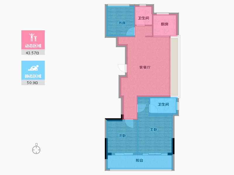 浙江省-杭州市-地铁越秀·星漫云渚-85.00-户型库-动静分区