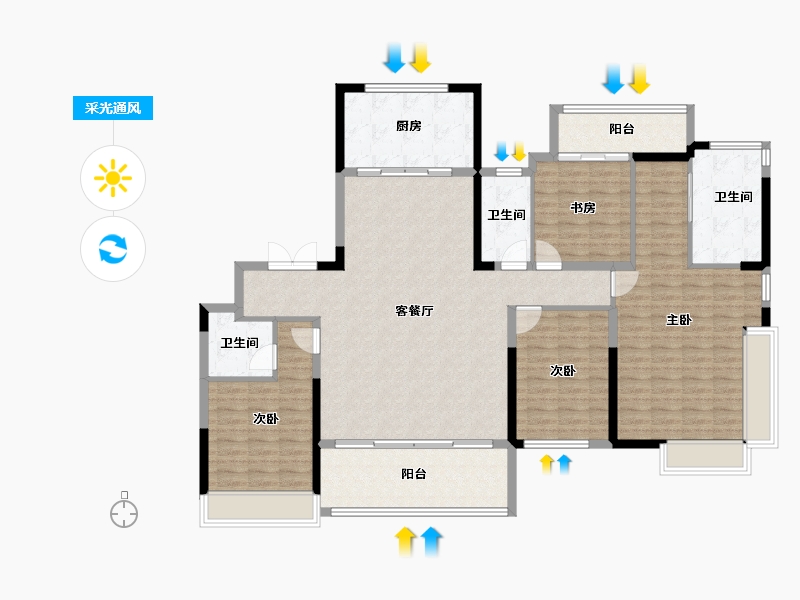 浙江省-台州市-方远建发·缦云-152.69-户型库-采光通风