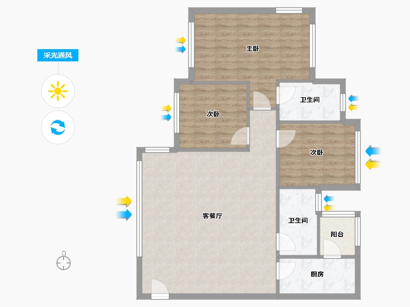 四川省-成都市-保利花园-87.20-户型库-采光通风