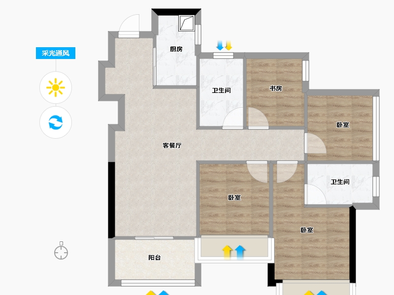 广西壮族自治区-南宁市-保利宸上印-72.77-户型库-采光通风