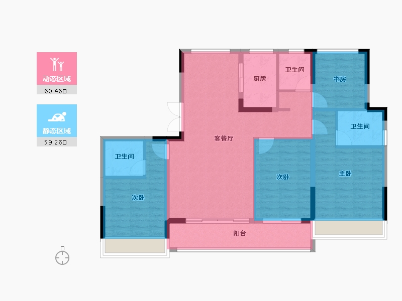 浙江省-台州市-高速·云曜芳华-108.07-户型库-动静分区