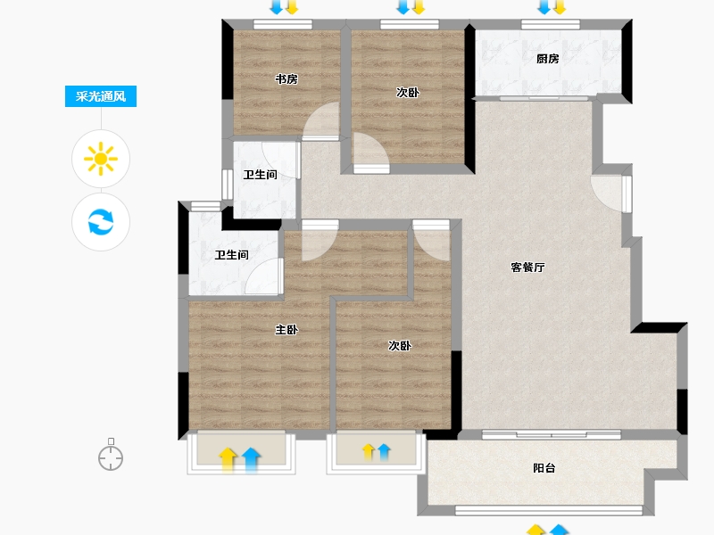 江苏省-常州市-旭辉都会江来-101.00-户型库-采光通风