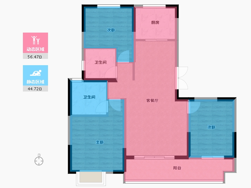 陕西省-西安市-金开·观唐府-90.99-户型库-动静分区