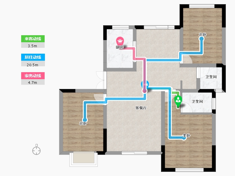 陕西省-汉中市-晨晖帝璟-84.80-户型库-动静线