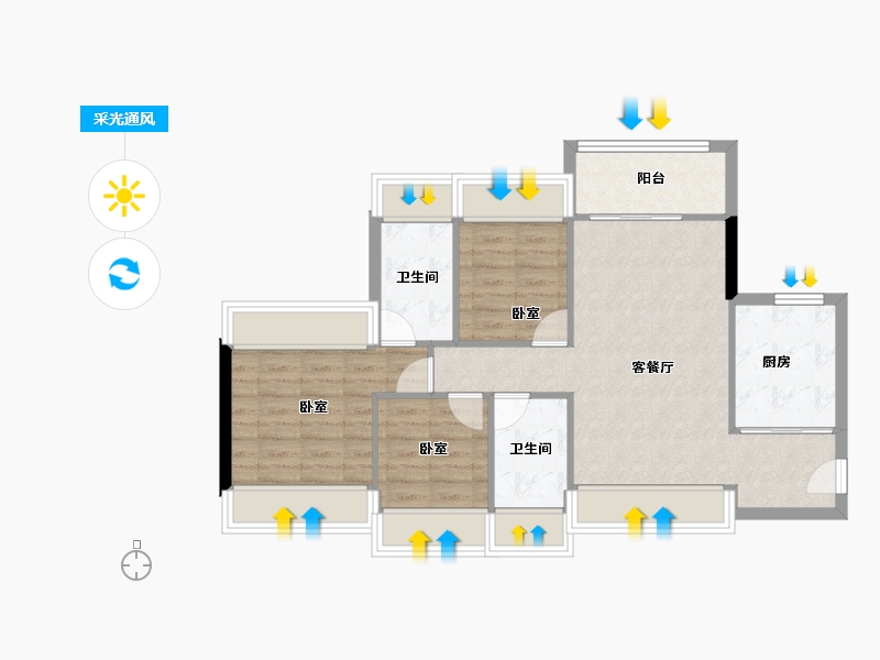 广东省-深圳市-星河盛境3期-72.67-户型库-采光通风