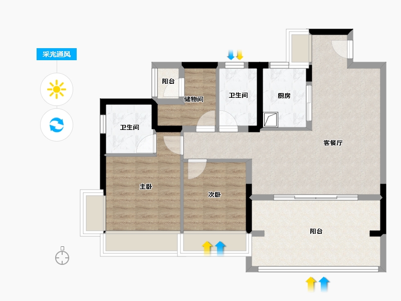 广东省-珠海市-横琴华发金融城·横琴玺-81.92-户型库-采光通风