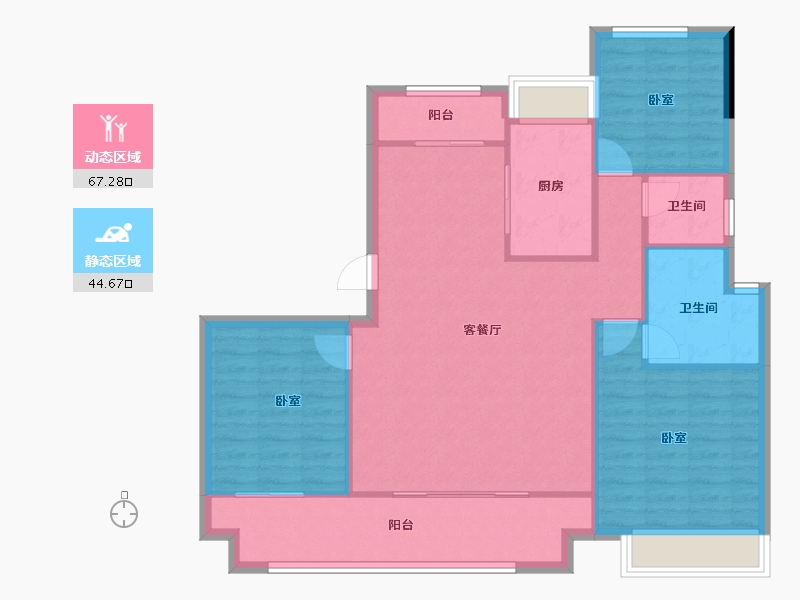 湖北省-宜昌市-宝业沁园-102.67-户型库-动静分区