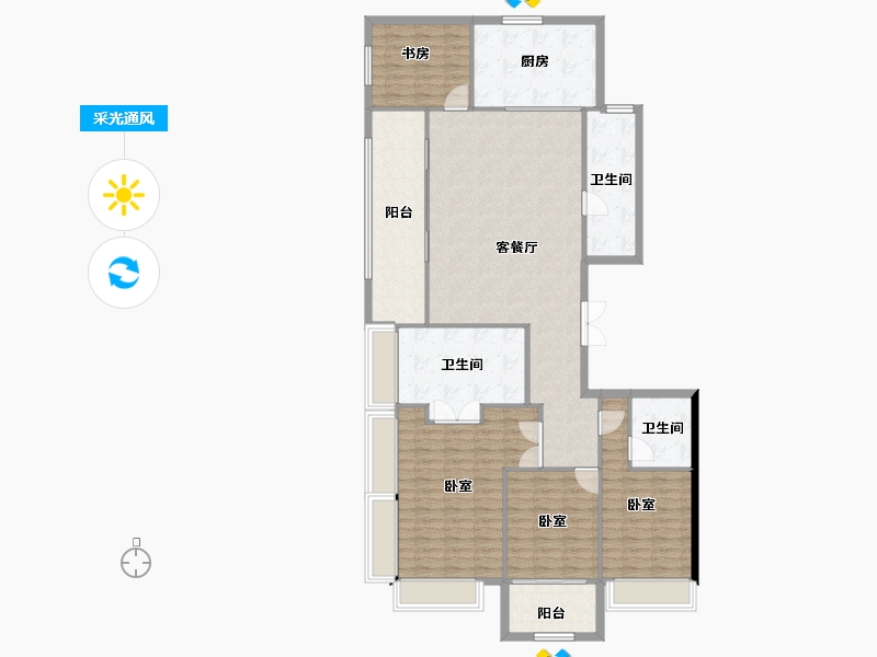 江苏省-苏州市-万科璞拾胥江-149.20-户型库-采光通风