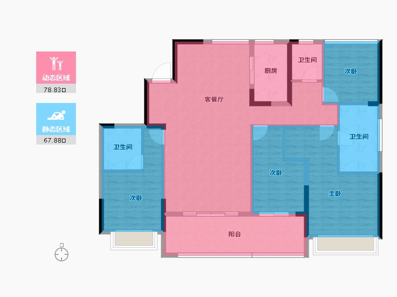 浙江省-台州市-经开蓝城·江上云起-133.42-户型库-动静分区