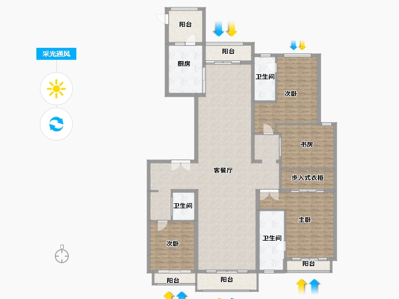 广东省-广州市-星河湾·半岛五號-203.00-户型库-采光通风