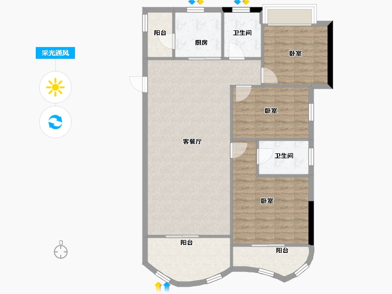 海南省-三亚市-新华联香水湾-101.32-户型库-采光通风