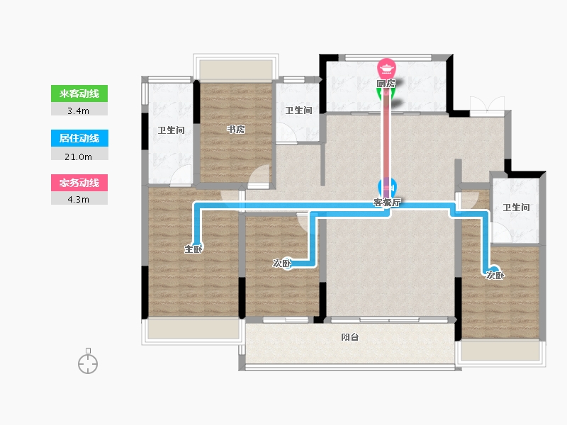 江苏省-苏州市-华润置地润宸-134.40-户型库-动静线