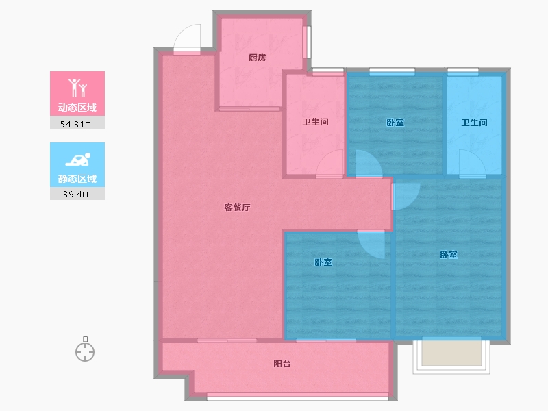 陕西省-榆林市-柏贤府-85.68-户型库-动静分区