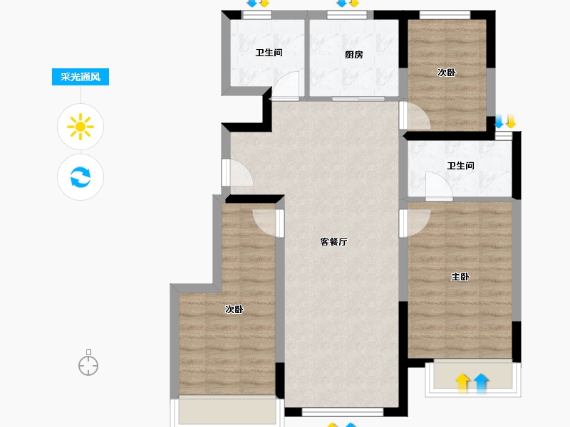 宁夏回族自治区-银川市-万科新都会-79.32-户型库-采光通风