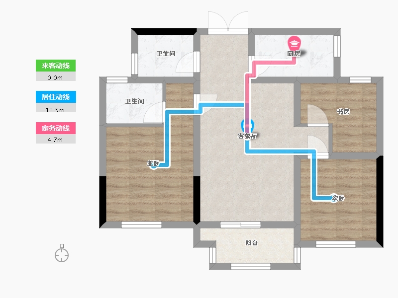 浙江省-杭州市-陈湘华庭-74.09-户型库-动静线