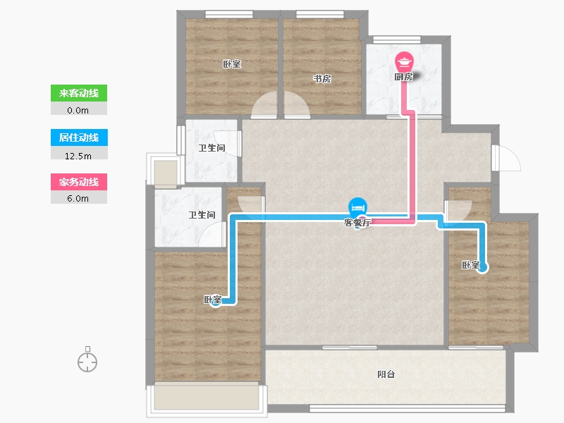 广东省-中山市-万科深业·湾中新城·全新洋房组团-104.77-户型库-动静线