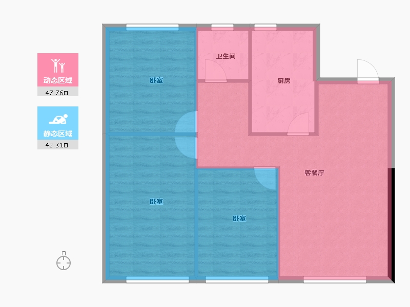 陕西省-榆林市-北辰名居-82.67-户型库-动静分区