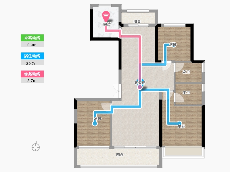 陕西省-西安市-绿城蘭园-106.40-户型库-动静线