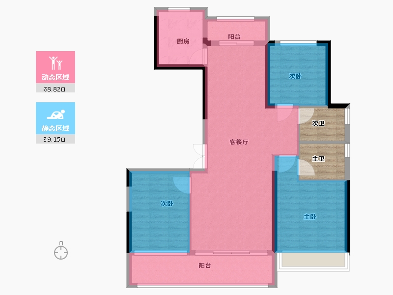 陕西省-西安市-绿城蘭园-106.40-户型库-动静分区