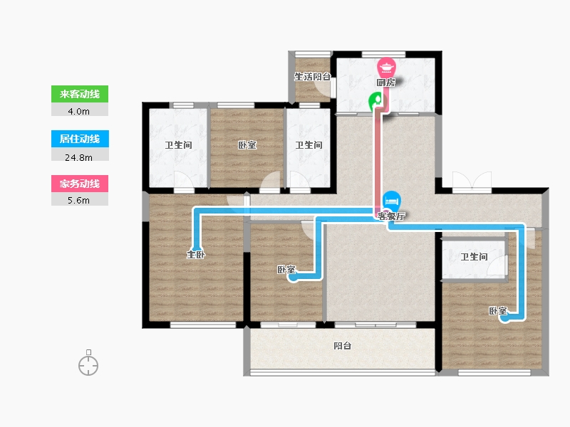 陕西省-西安市-金泰·唐樾-136.80-户型库-动静线