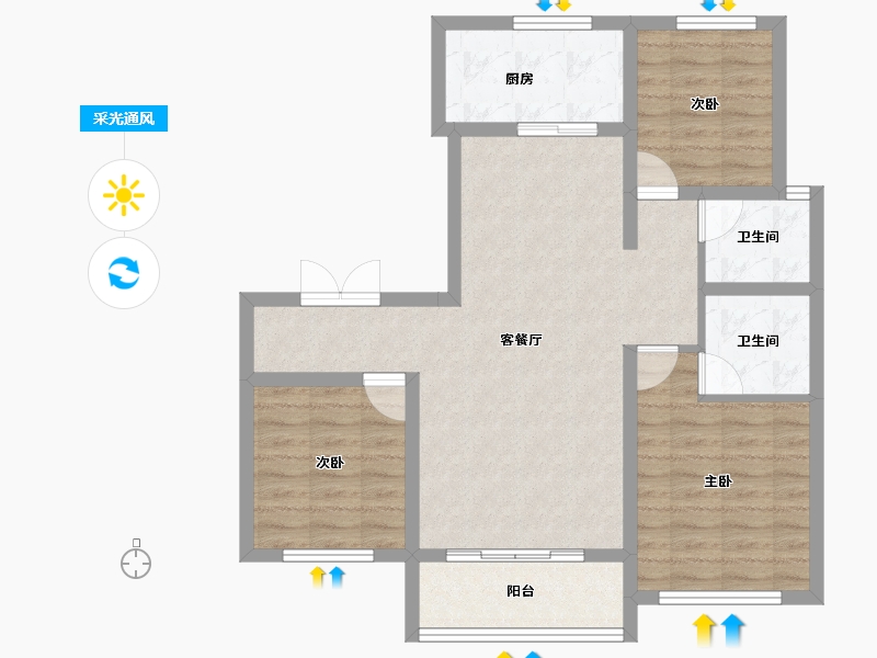 陕西省-西安市-城市风景-83.55-户型库-采光通风