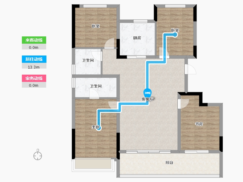 浙江省-绍兴市-绿城·晓风印月府-117.03-户型库-动静线