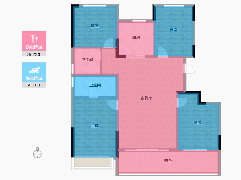 浙江省-绍兴市-绿城·晓风印月府-117.03-户型库-动静分区