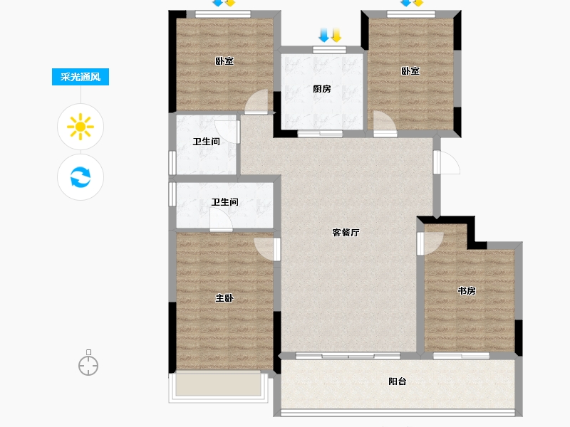 浙江省-绍兴市-绿城·晓风印月府-117.03-户型库-采光通风